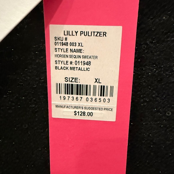 NWT Lilly Pulitzer Morgan Black Sweater Crystal Buttons on Shoulder - Picture 4 of 7